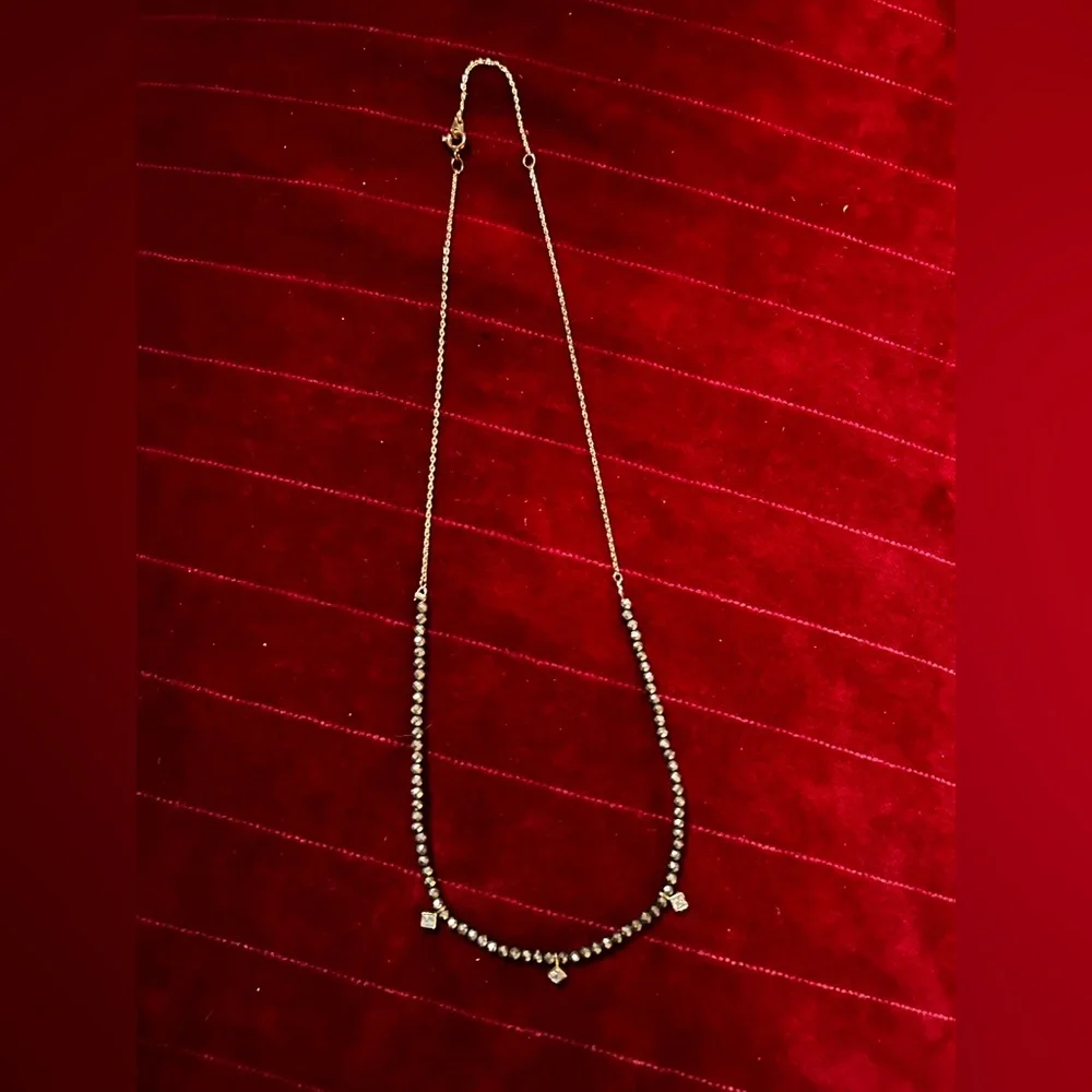 Goldtone Necklace with crystal accents. - Picture 2 of 2